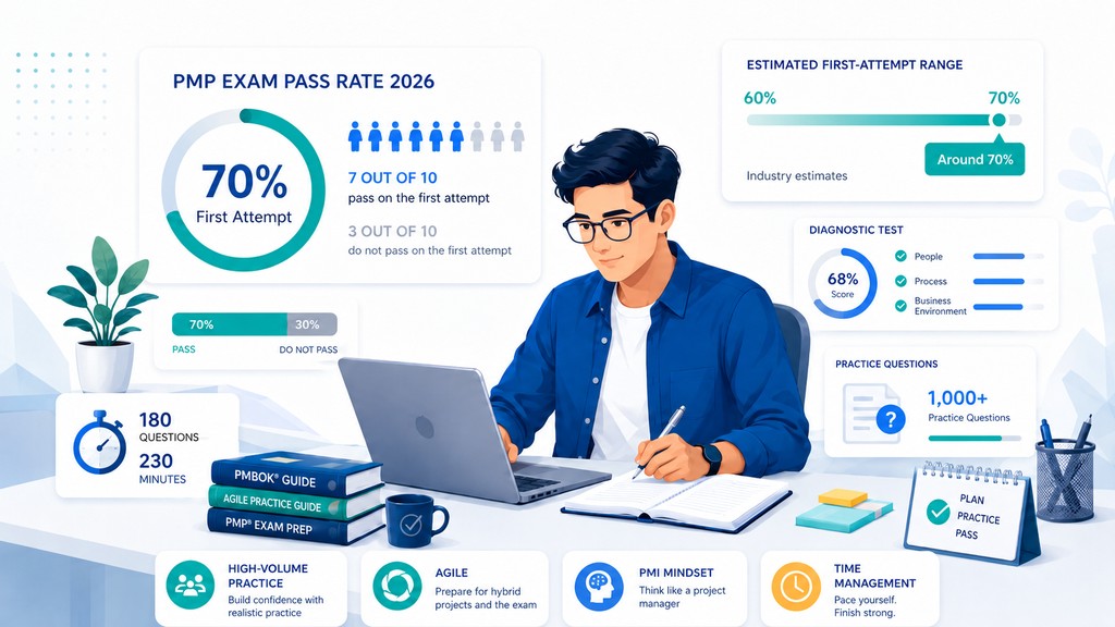 PMP Exam Pass Rate 2026: First Attempt Stats & How to Be in the 70%